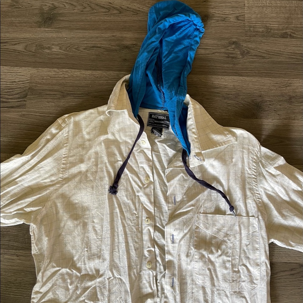 Vintage style oversized hooded button up